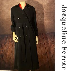 Jacqueline Ferrar-Vintage Black Trenchcoat w/buckle belt~Women’s size 6P~ EUC